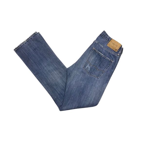 American Eagle Outfitters Blue Slim Straight Jeans Size 30/34 Distressed Denim - Picture 3 of 15